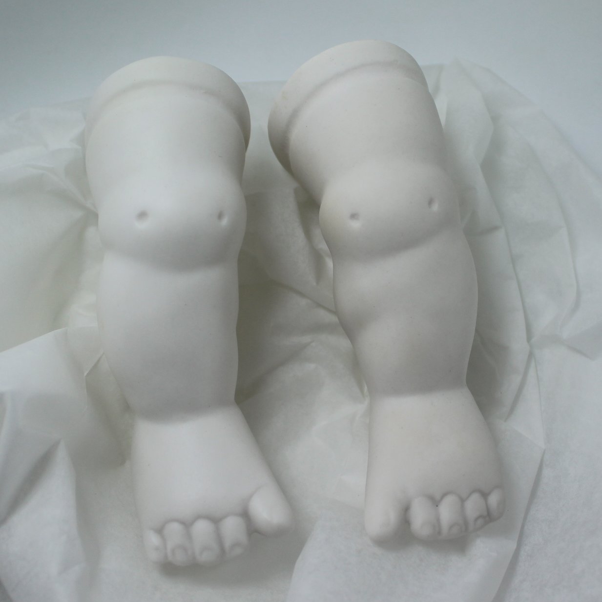New Bisque Doll Parts Blue Eyes DIY Doll to Paint dimpled knees