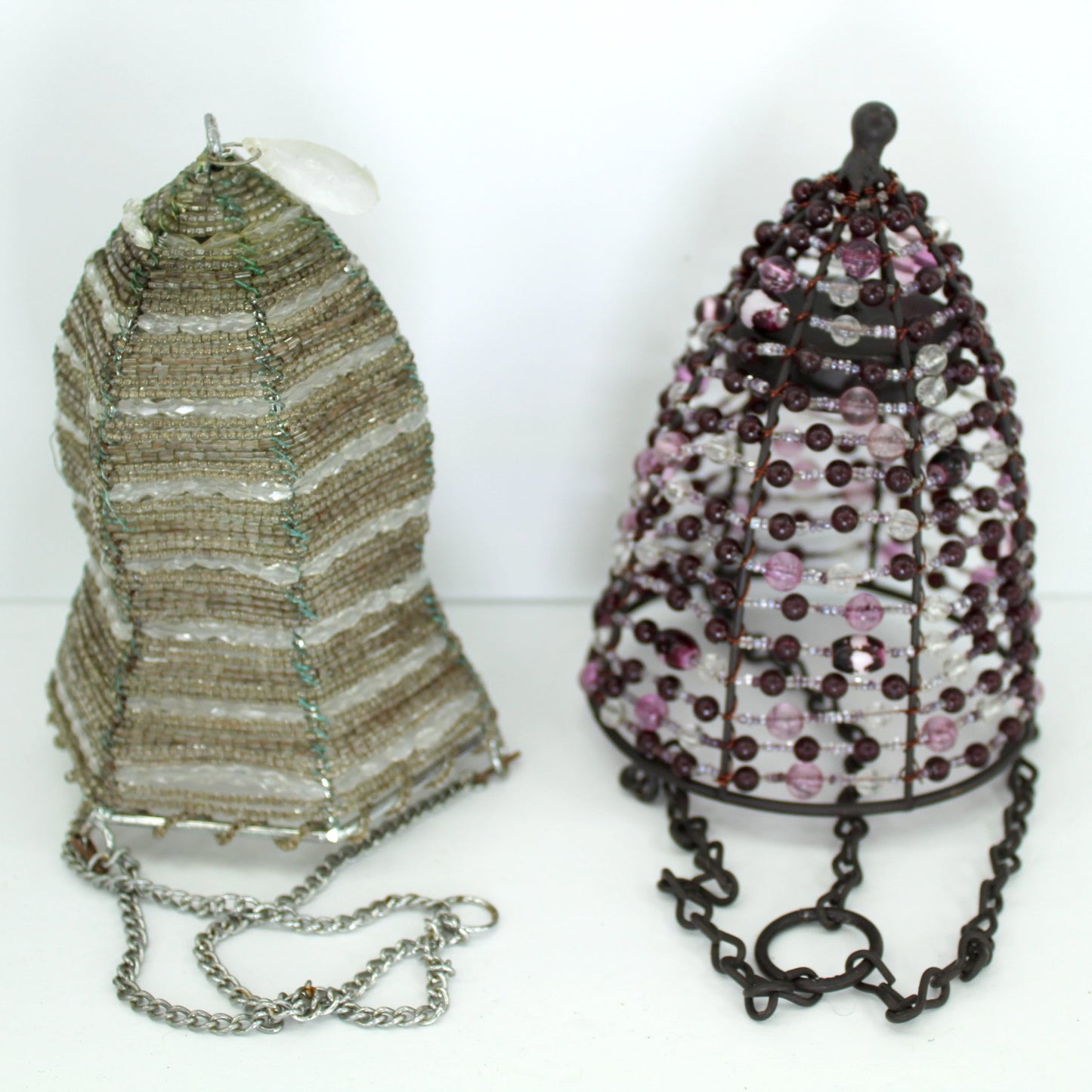Hanging Beaded Baskets for Candles Votives LED Tealights