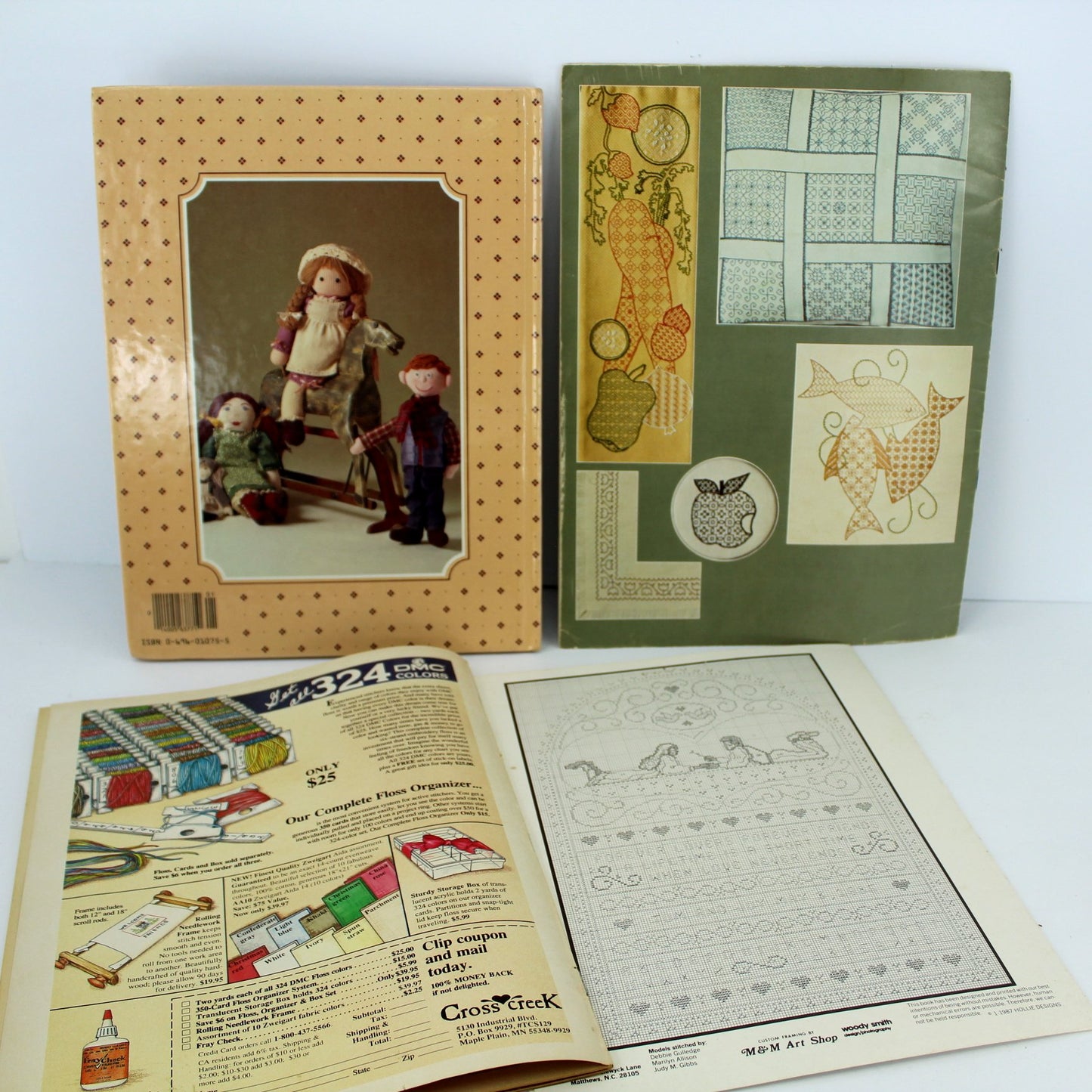 Collection 4 Craft Books Instructions 1970s 80s Crosstitch Blackwork Better Homes Doll Patterns spoon dolls