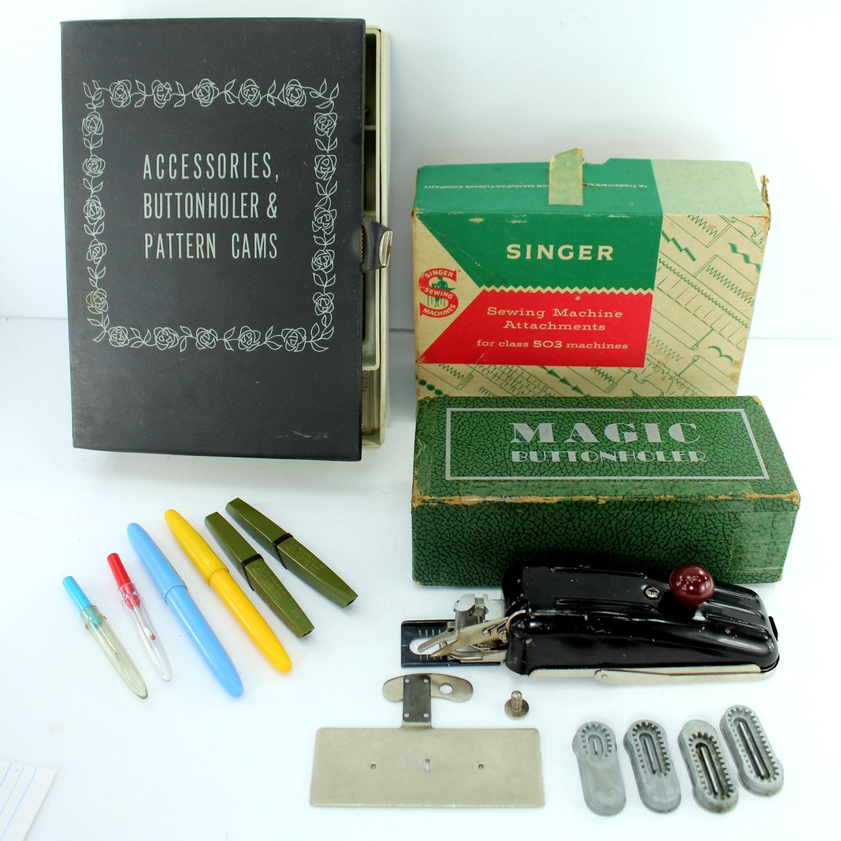 Huge Lot Vintage Sewing Machine Attachments Bobbins Singer Simanco Greist Husqvarna photo 4 part of collection lot