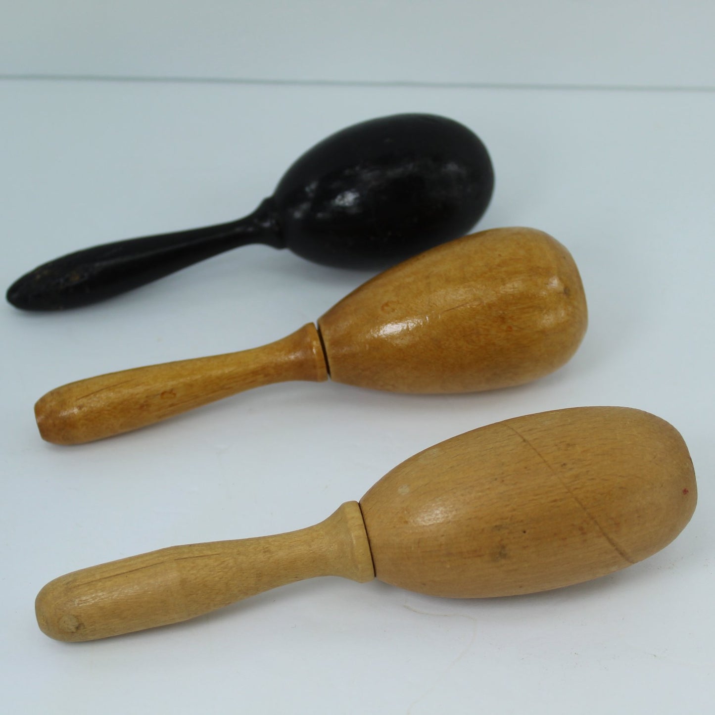 Nice Old Sock Darners Lot of 5 Wood Blue Iridescent Marbled Stone nice wooden handles