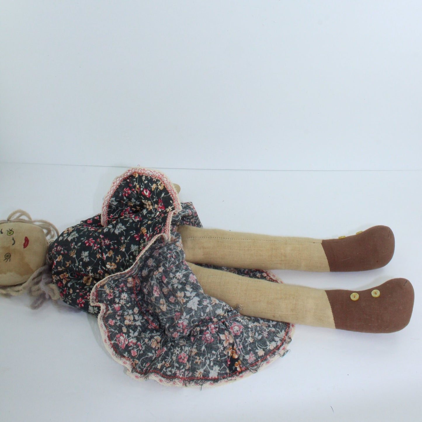 Collection 2 Primitive Design Dolls Plantation and Calico Dressed Embroidered Faces Cotton Fabrics body good shape well stuffed