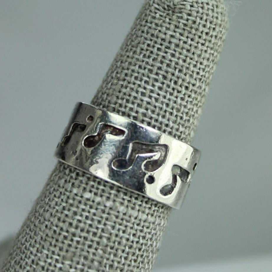 Sterling Band Ring Musical Notes Mark MKV music
