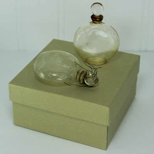 Worth Pair Perfume Bottles Miniatures 2 3/8" Vintage HP mark Pochet et du Courval