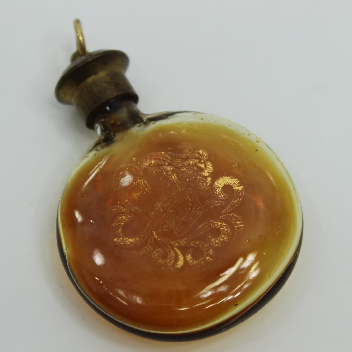 Antique Victorian Nymph Chatelaine Scent Bottle Lay Down Perfume Gilt Decorated