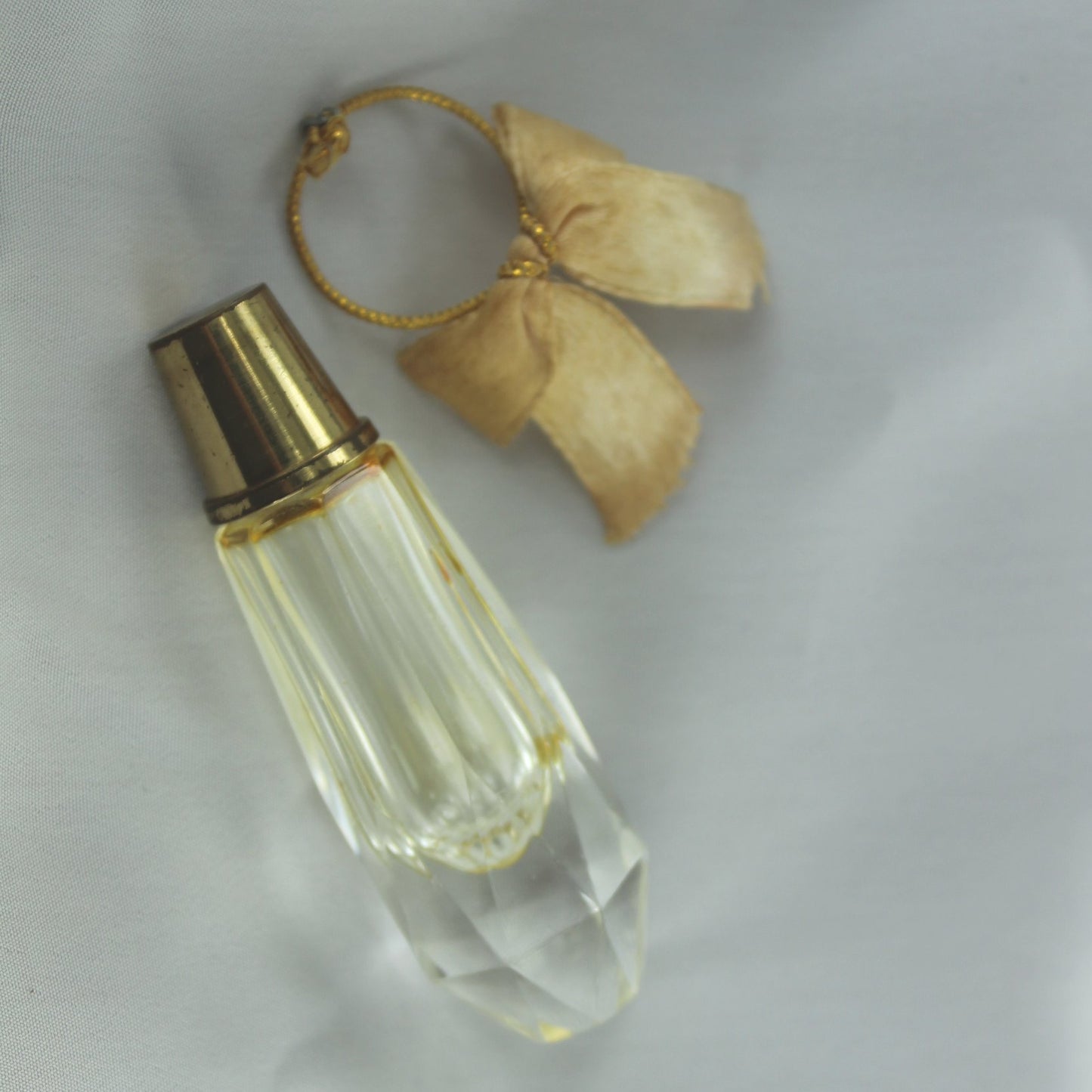 Vintage Leaded Glass Perfume Bottle Heavy Lay Down Bottle sharp angled cut