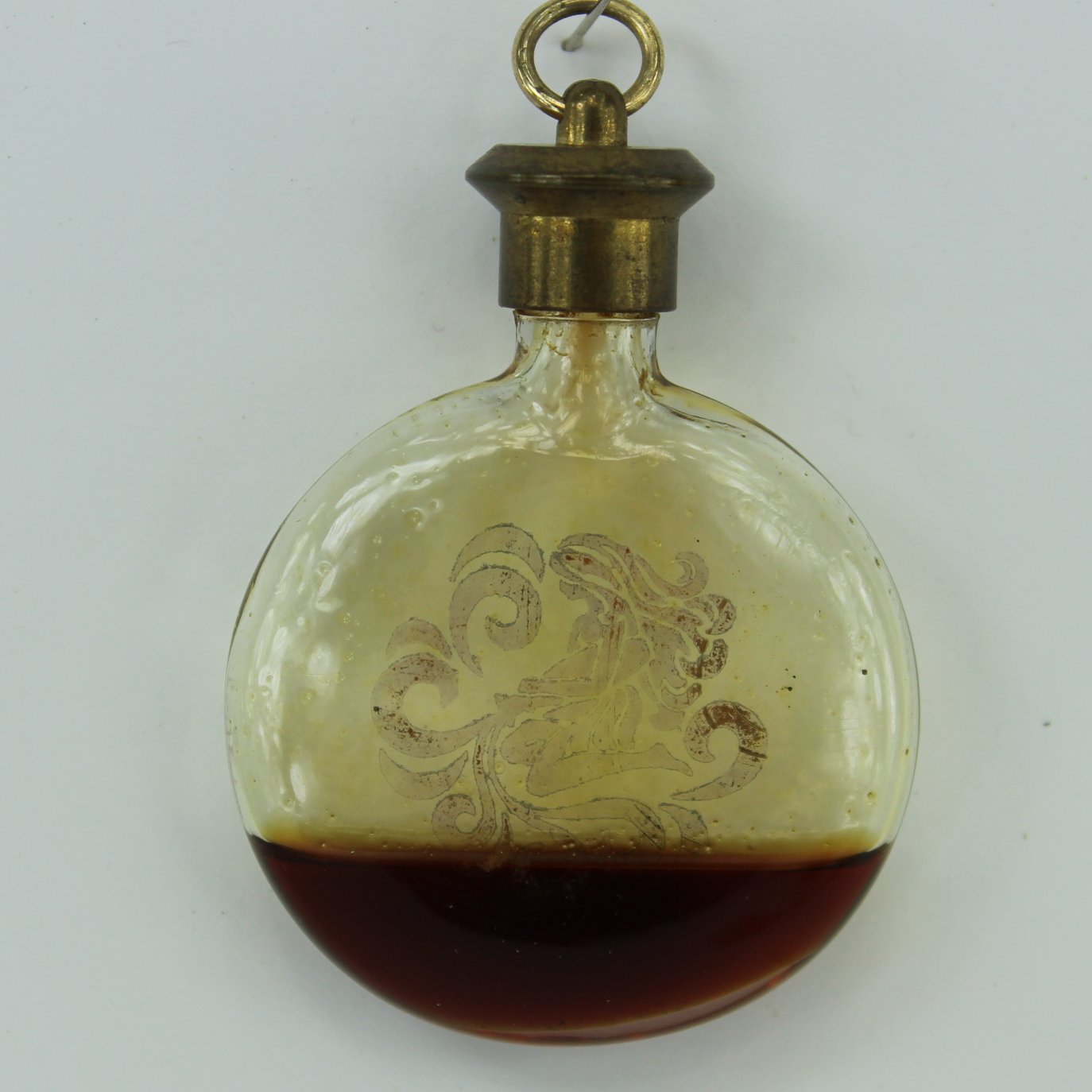 Antique Victorian Nymph Chatelaine Scent Bottle Lay Down Perfume Gilt Decorated photo w/o light