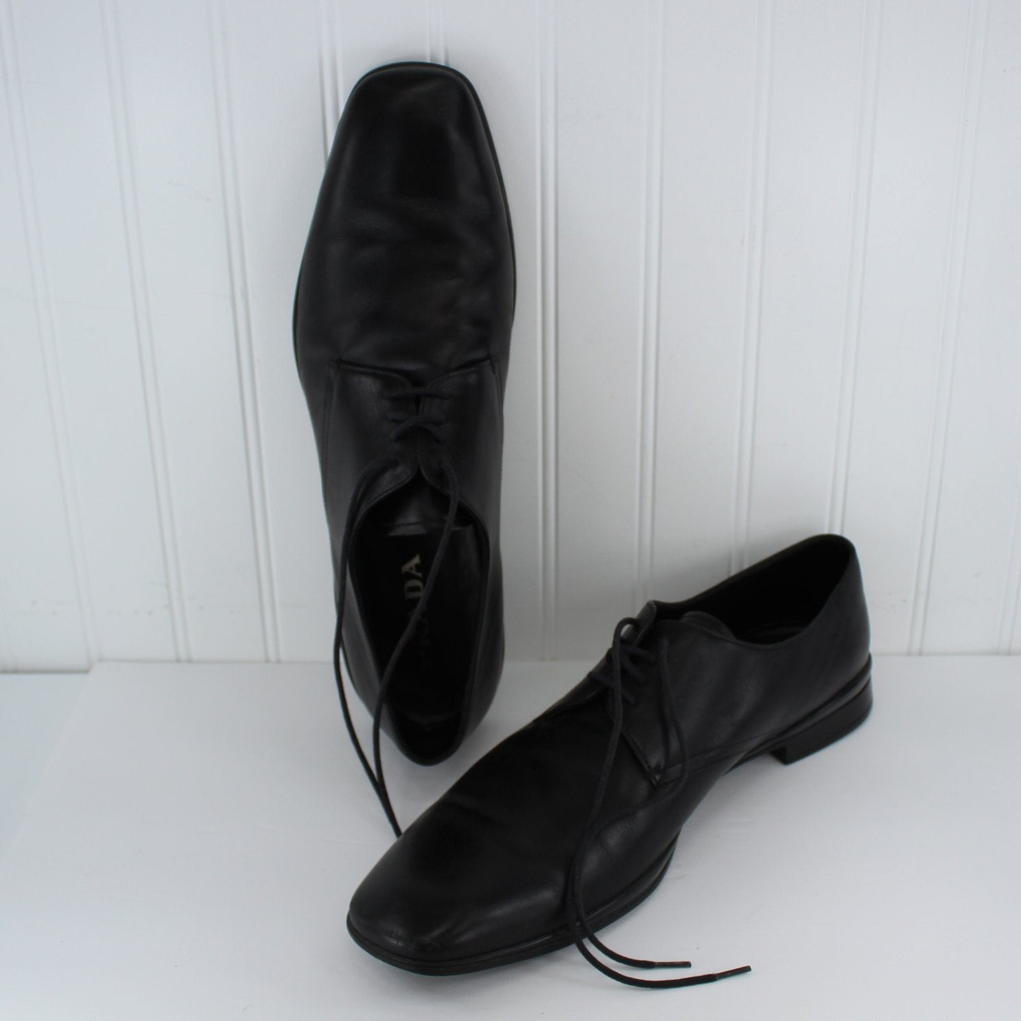 Prada men's dress shoes black Clearance