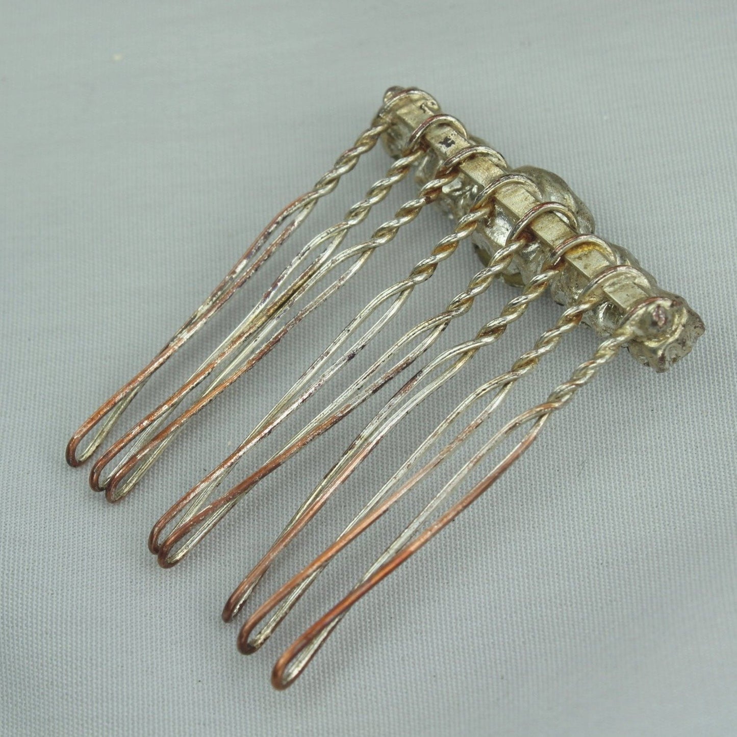 Neat Vintage Antique Hair Pin Decoration. Metal hair pin like base with large shiny Rhinestones. Metal shows vintage Stones great! Fun piece. Used