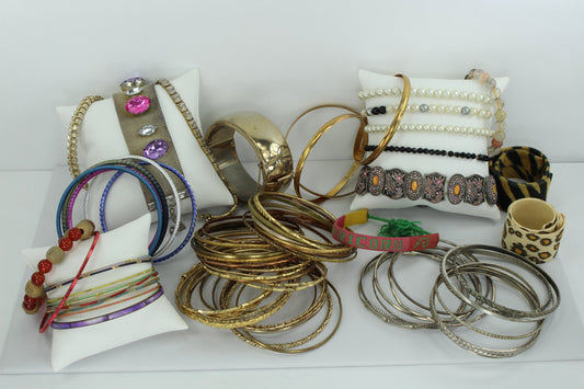 Costume Bracelet Lot 80 Pieces Vintage Now from Estates Wearables Dancers Bangles Pearls