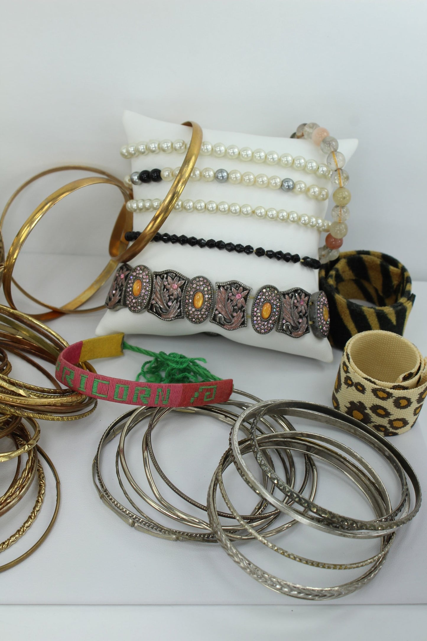 Costume Bracelet Lot 80 Pieces Vintage Now from Estates Wearables Dancers Bangles Pearls dancer costume