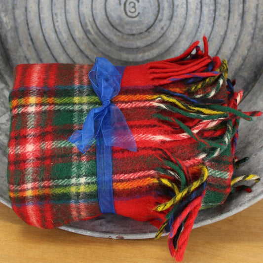 quality horner wool heavy fringed throw red plaid