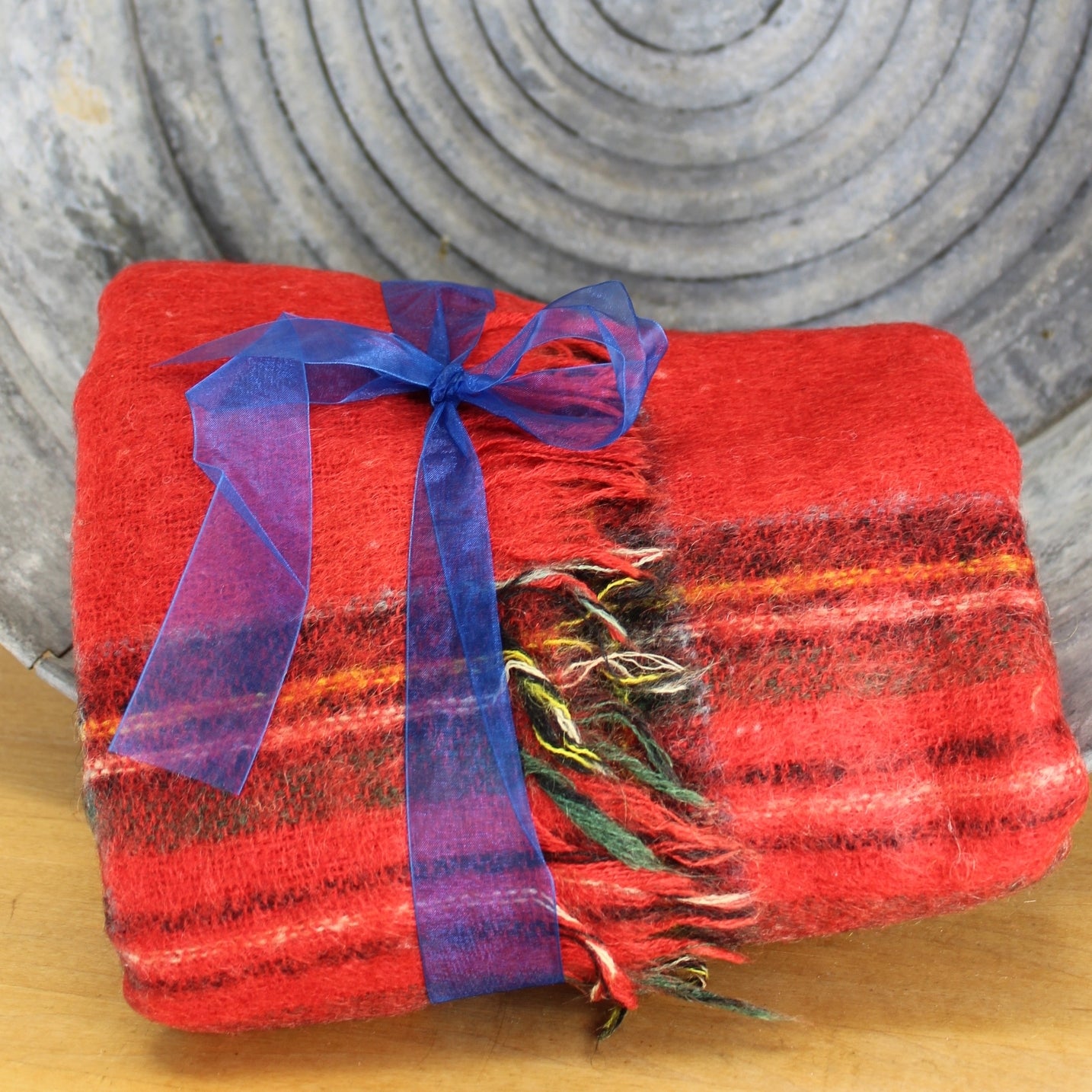Robert Burns Federation Mohair Throw Blanket Royal Stewart Red Tartan Plaid 54" x 64"