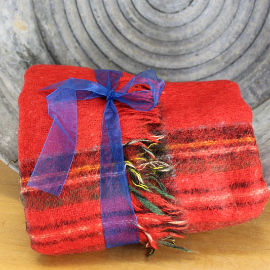 Robert Burns Federation Mohair Throw Blanket Royal Stewart Red Tartan Plaid 54" x 64" 