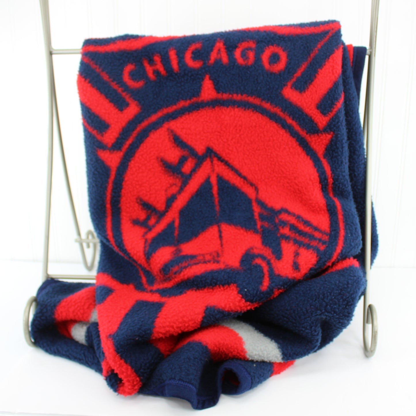 Biederlack Acrylic Blend Stadium Blanket Chicago Fire Dept 52" X 49" Truck Logo