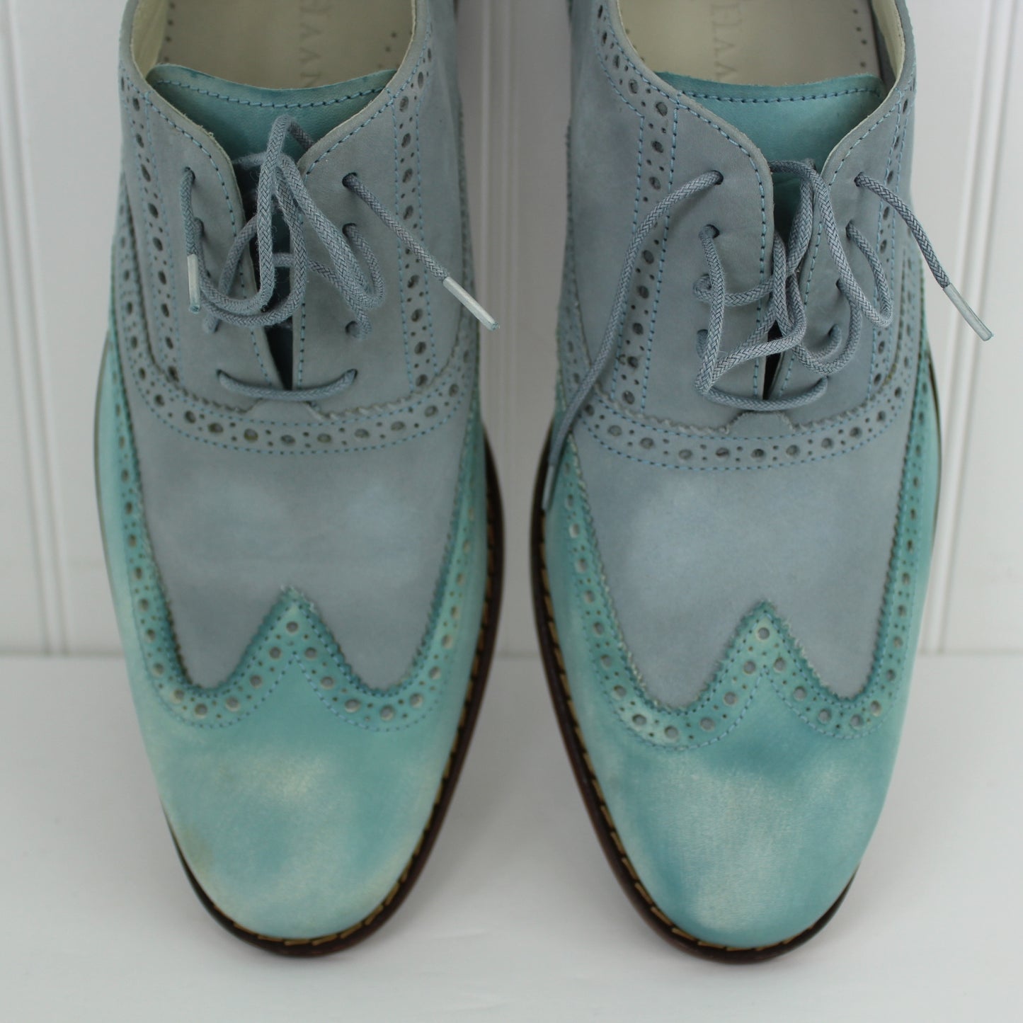 Cole Haan Nike Air Mens Saddle Shoes New in Box Cool Shades of Blue 11M marked cole haan and nikeair