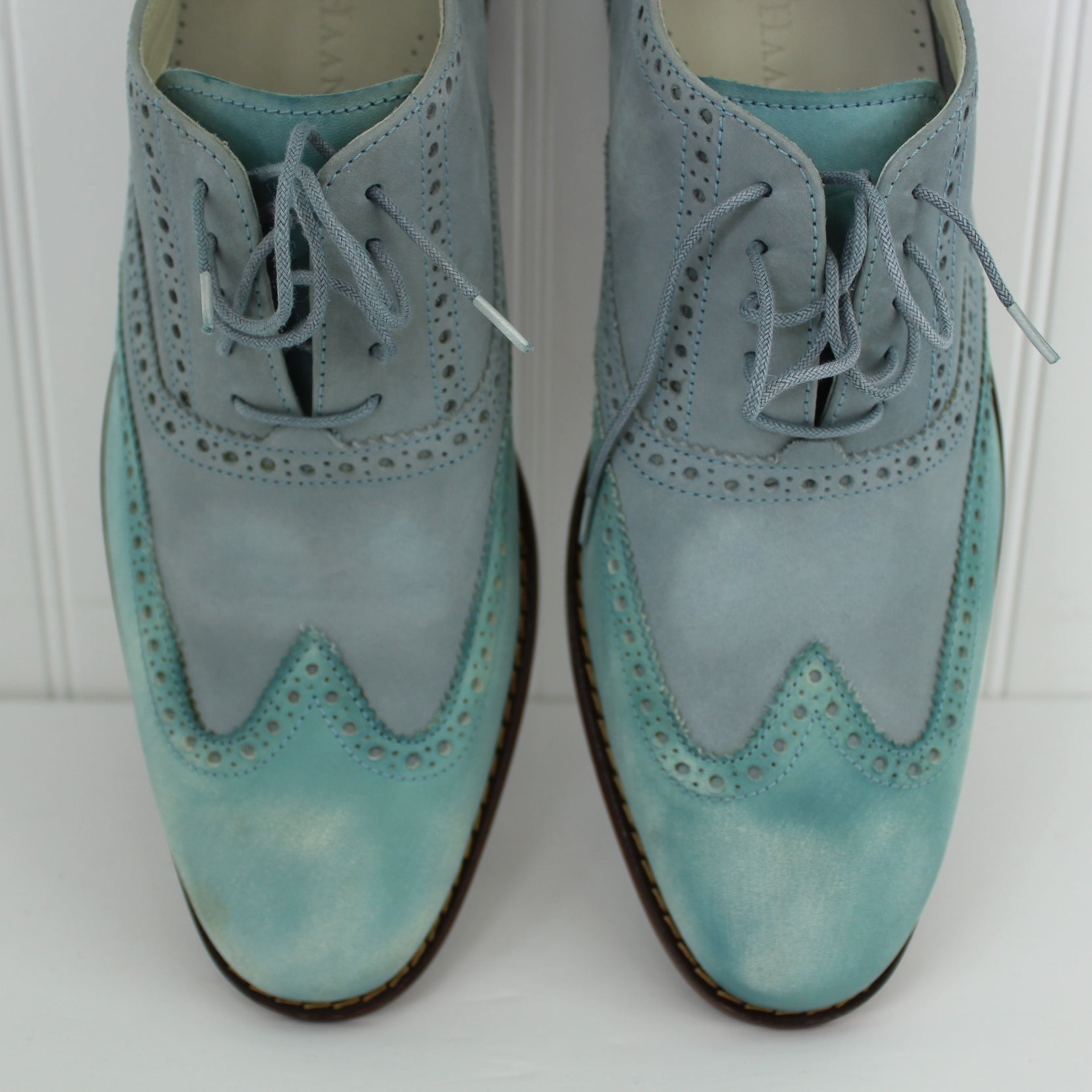 Cole Haan Nike Air Mens Saddle Shoes New in Box Cool Shades of Blue 11M marked cole haan and nikeair