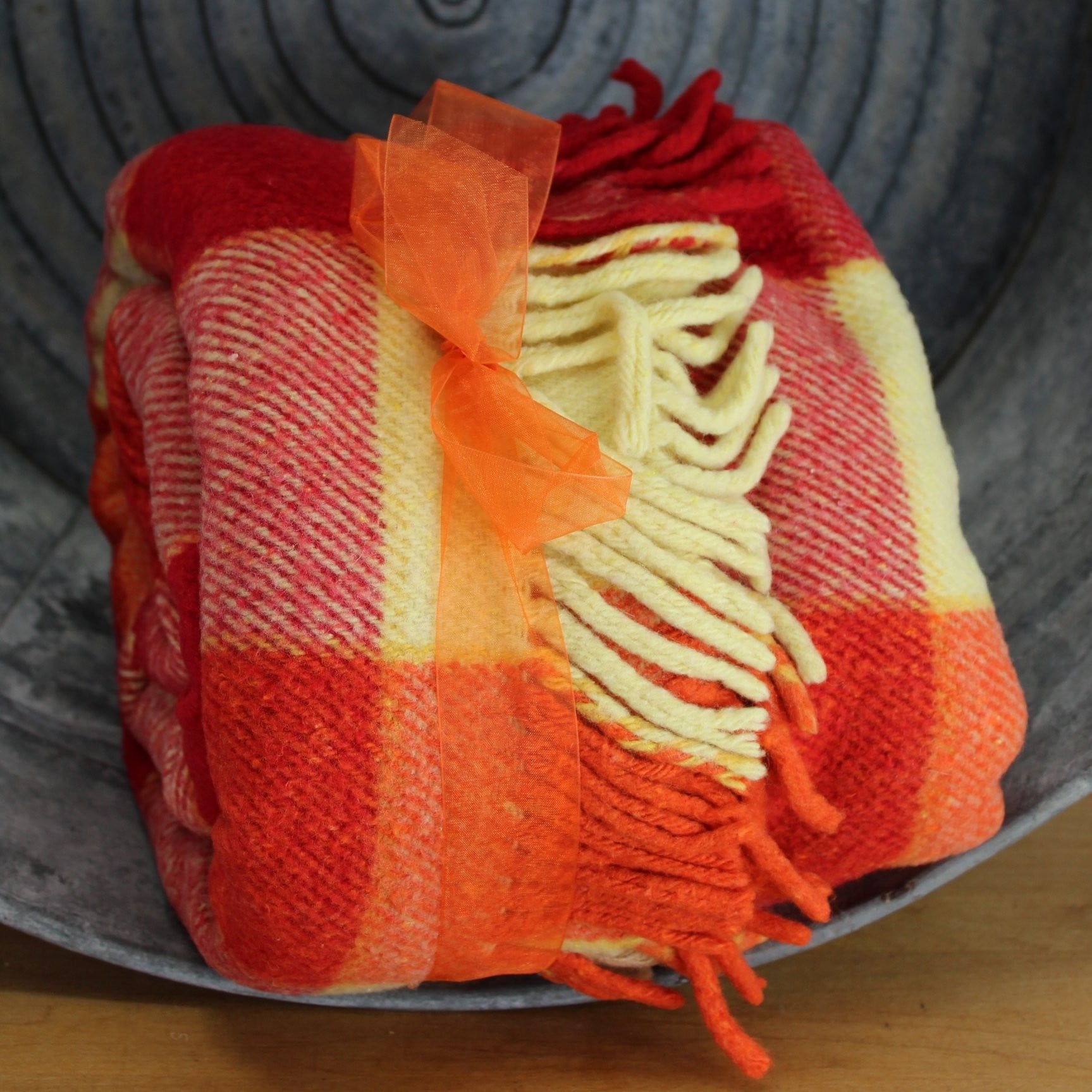 Orange plaid best sale throw blanket