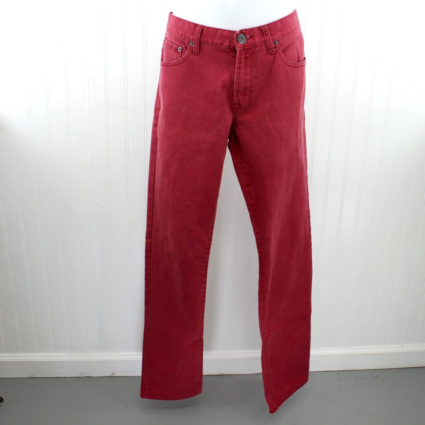 Aeropostale Bowery Slim Straight Jeans Red Cotton 98% Size 32/34