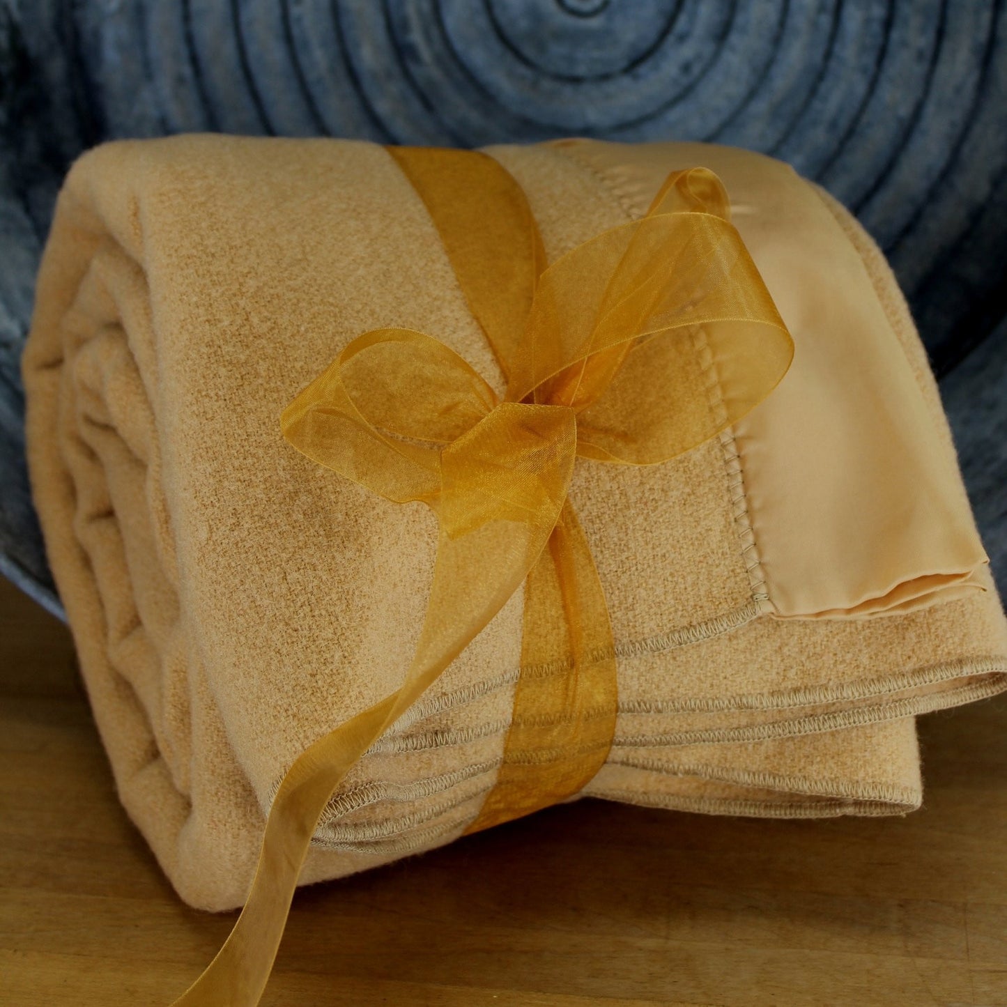 Faribo Washable Wool Blanket ~ Caramel Tan ~ 65" X 83" USA
