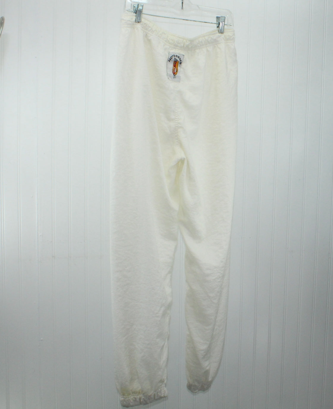 Dotdogger White Nylon Windbreaker Pants Fully Lined 2 Zip Pockets Size M col look practical wearable