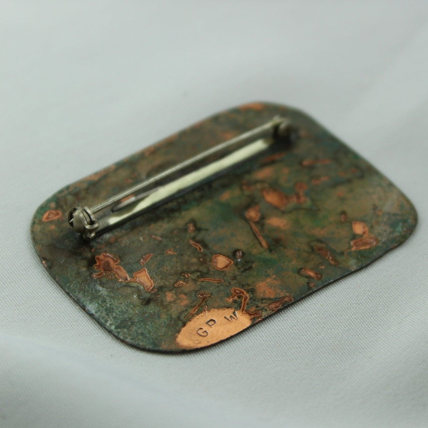 Dragonfly Copper Verdigris Pin Artisan OOAK green