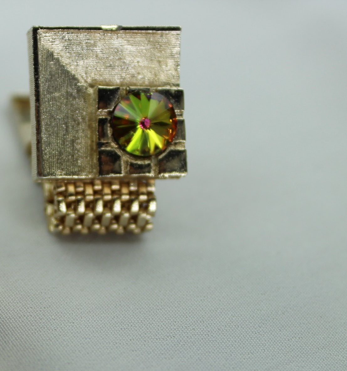 Vintage Cuff Links Wrap Around Goldtone Watermelon Aurora Borealis Saturday Night Fever 1970s