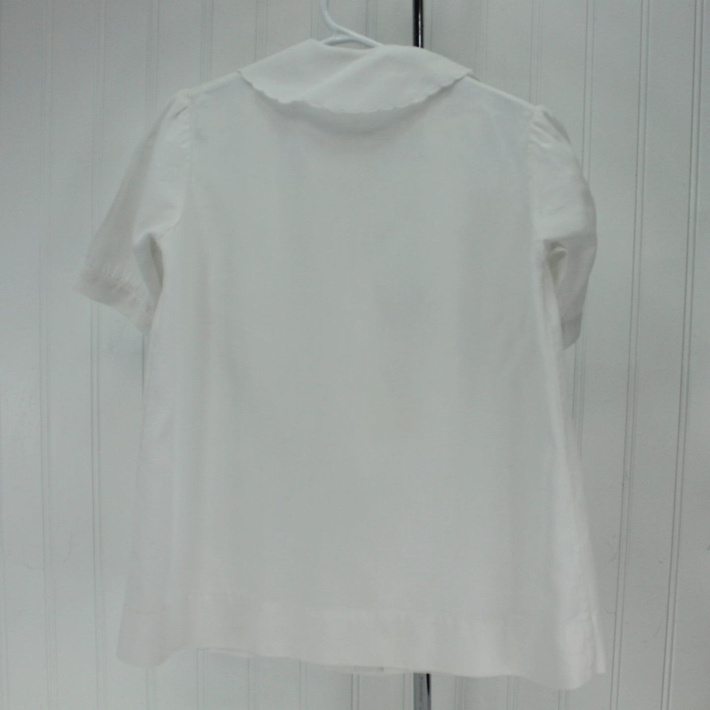 Baby Child White Linen Coat Placket Button Front Embroidered Collar back view of coat baptism clothes
