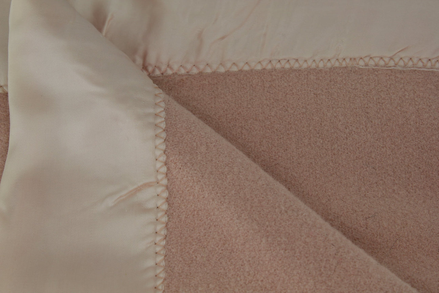 Vintage Wool Blanket Pale Rose Dense Weave Mid Century medium wt