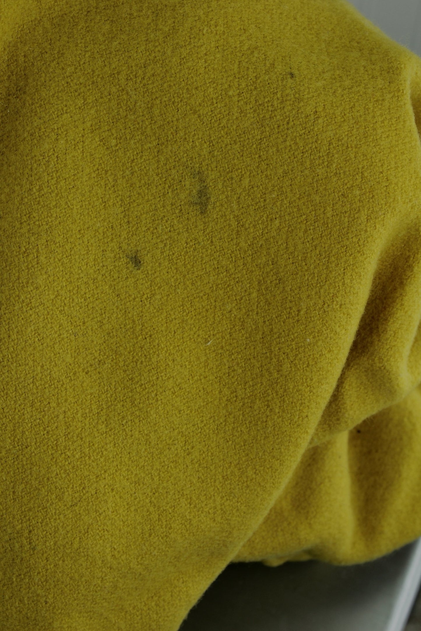 Faribo 100% Wool Blanket Dijon Mustard Gold Vintage 82" X 84" Wide Satin Binding 3" big