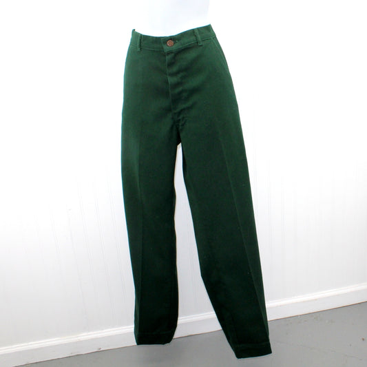 Early 1960s McGregor Womens Straight Hi Rise Mom's Pants Dark Green Twill Waist 29" Vintage