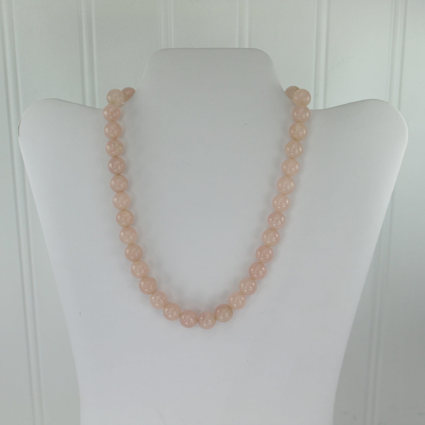 Lovely Natural Rose Quartz Necklace Egypt Round Luminous Pink Perfectly Matching Beads 16" size perfect choker