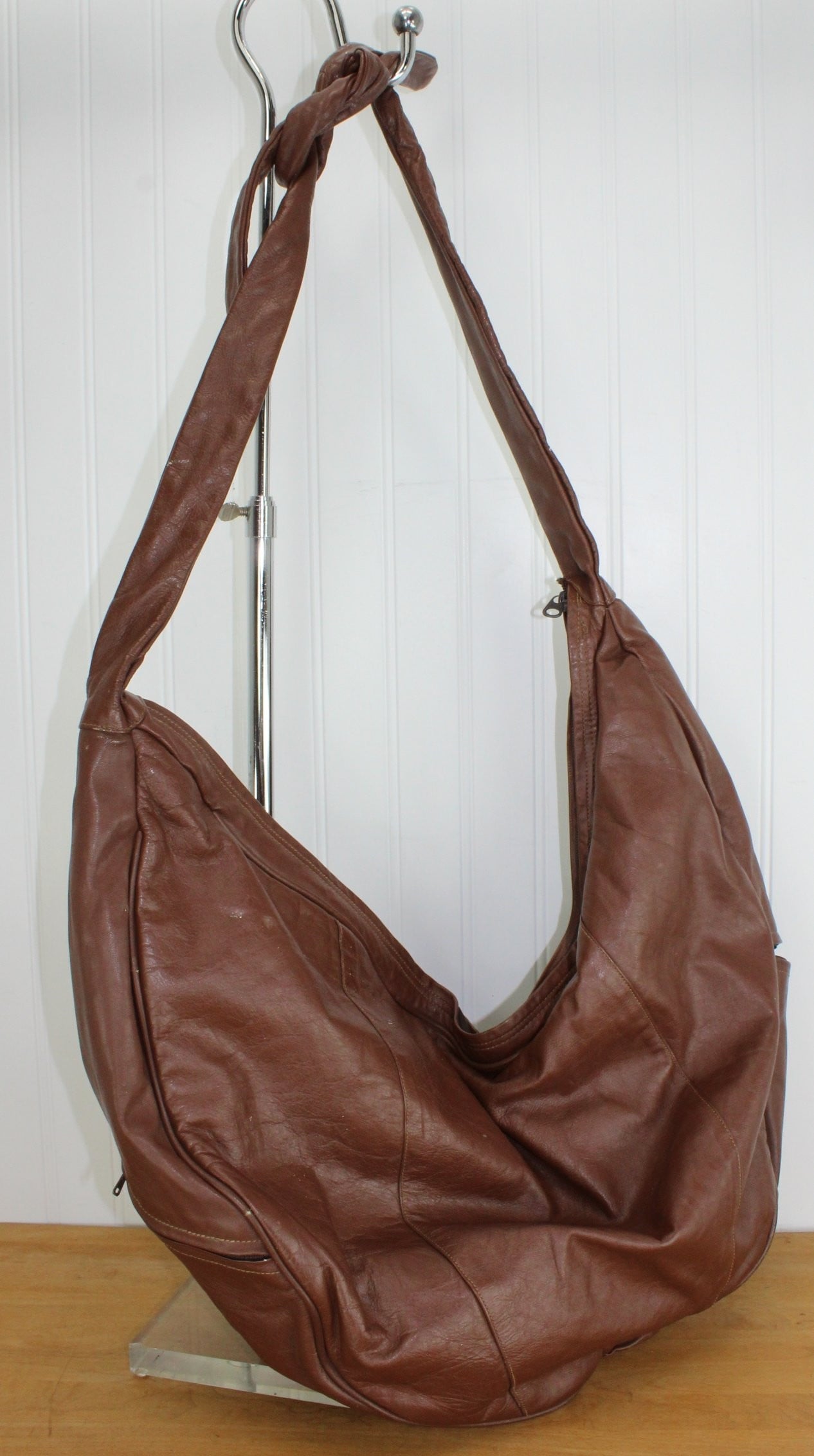 Flores Bags Leather Sling Shoulder Tote Carryall Bag - Tie Shoulder Handle - Extra Large supple leather