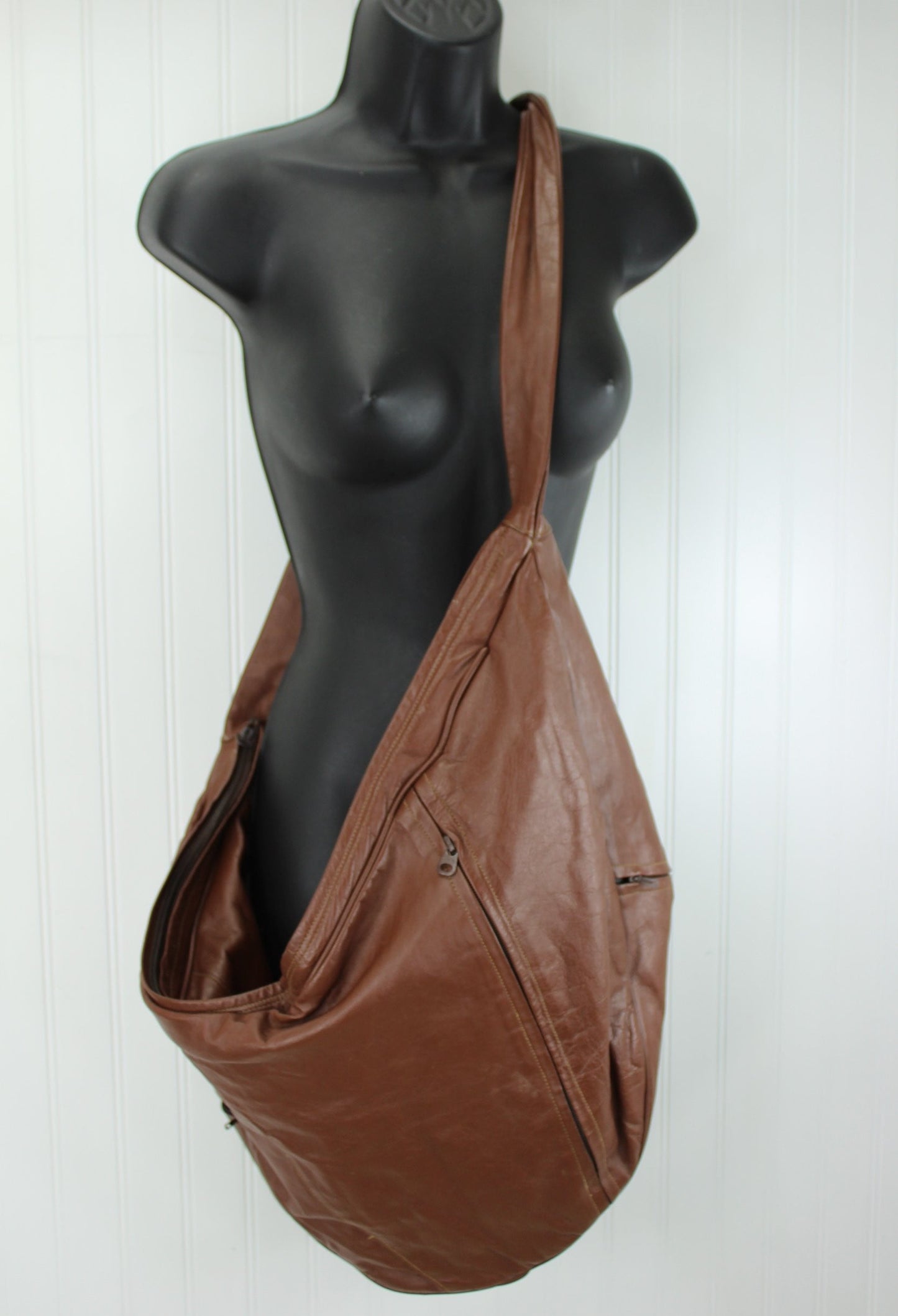 Flores Bags Leather Sling Shoulder Tote Carryall Bag - Tie Shoulder Handle - Extra Large