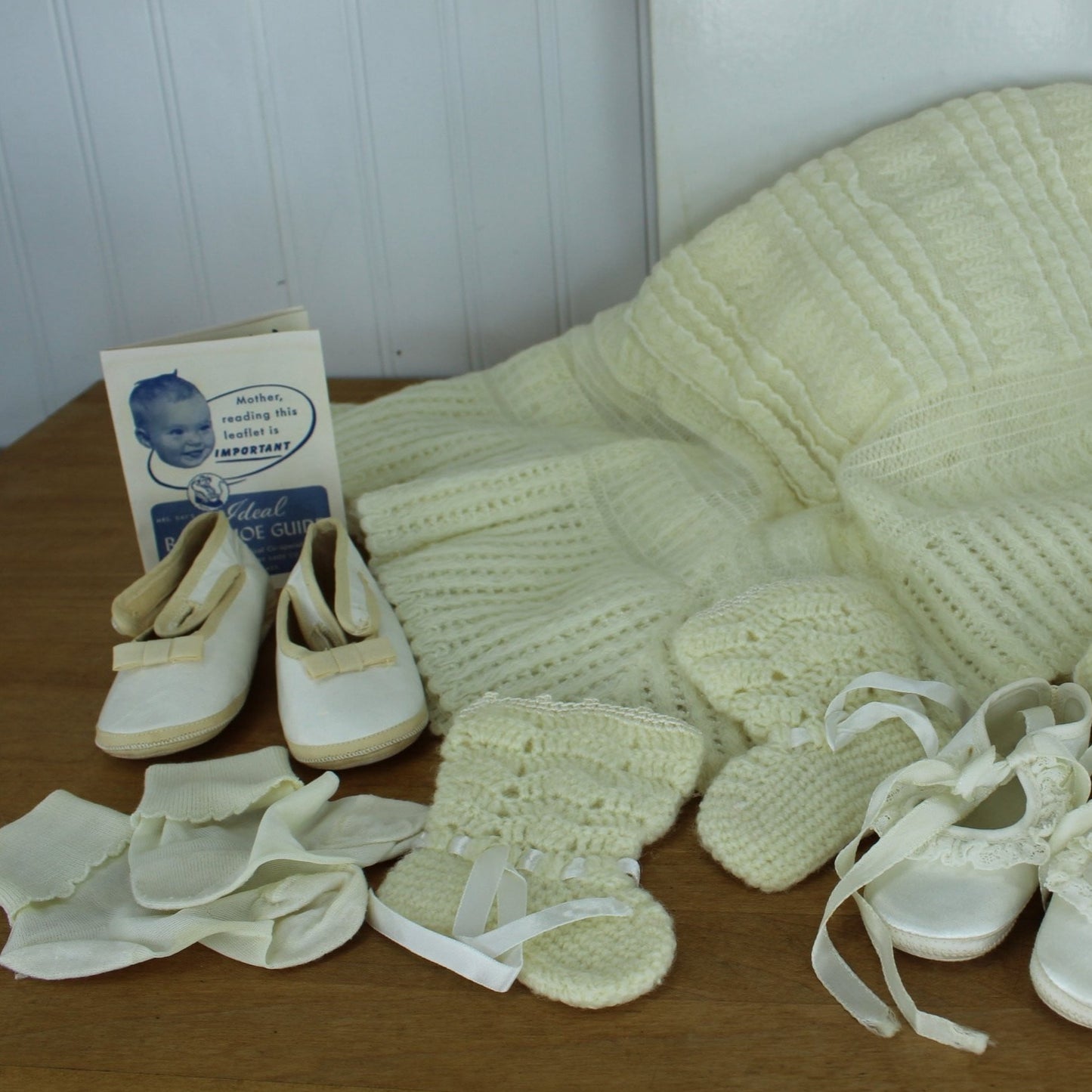 Marshall Fields Vintage Layette Infant Sweater Ideal Kid Shoes Blanket - Gift Card June 1986 baby gift