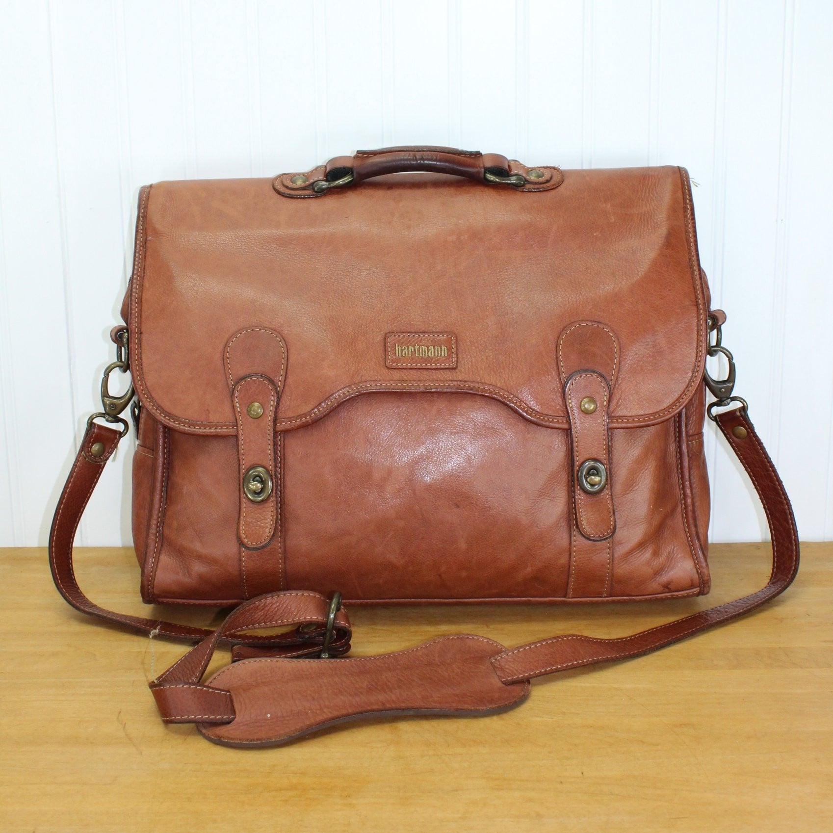 hartmann, Bags, Hartmann Cognac Brown Leather Briefcase Laptop Bag  Shoulder Bag