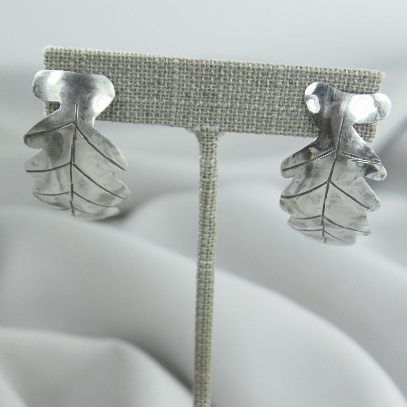 Unique Sterling Earrings Large Curled Leaf Posts