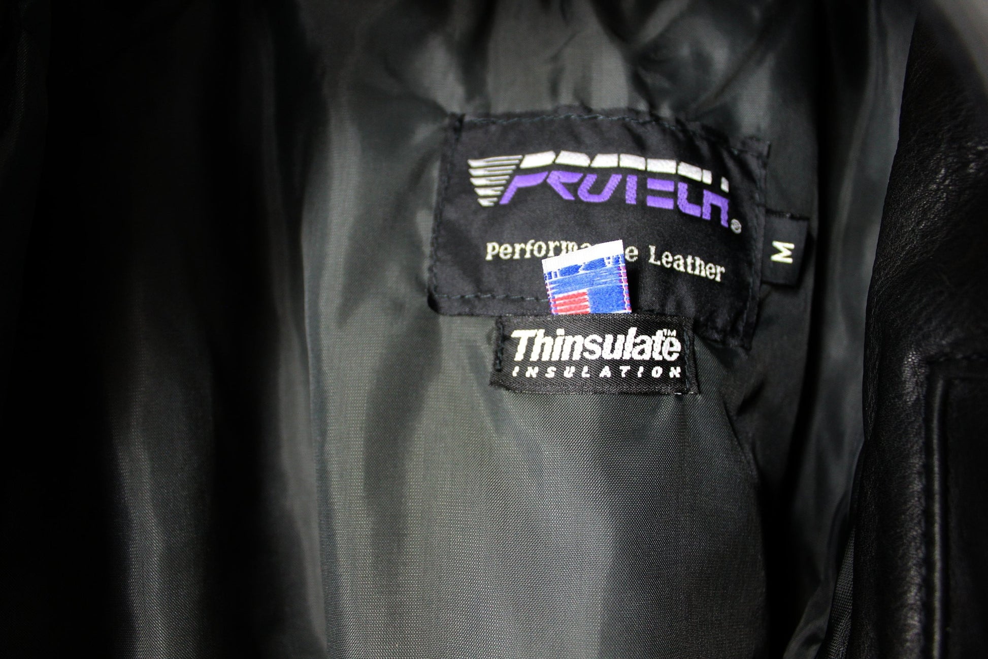 Protech USA Performance Leather Black Motorcycle Jacket M Vintage - Thinsulate Lining  unavailable collectible