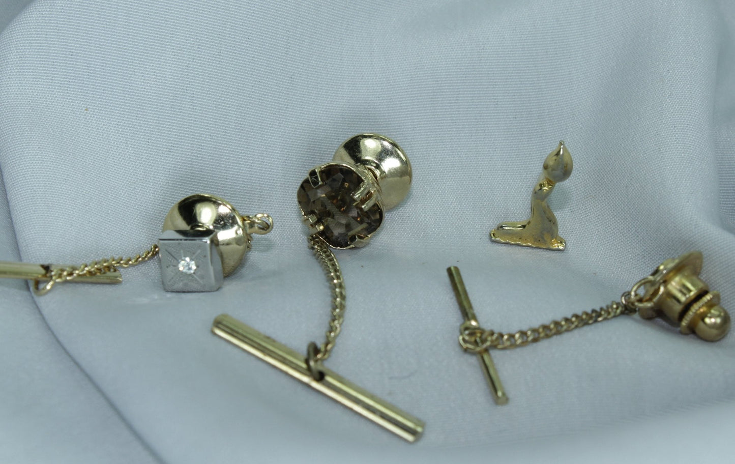 Vintage Collection 6 Tie Pins Smoky Quartz Bear Seal collectible
