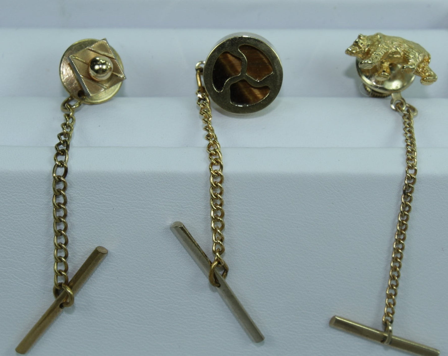 Vintage Collection 6 Tie Pins Smoky Quartz Bear Seal