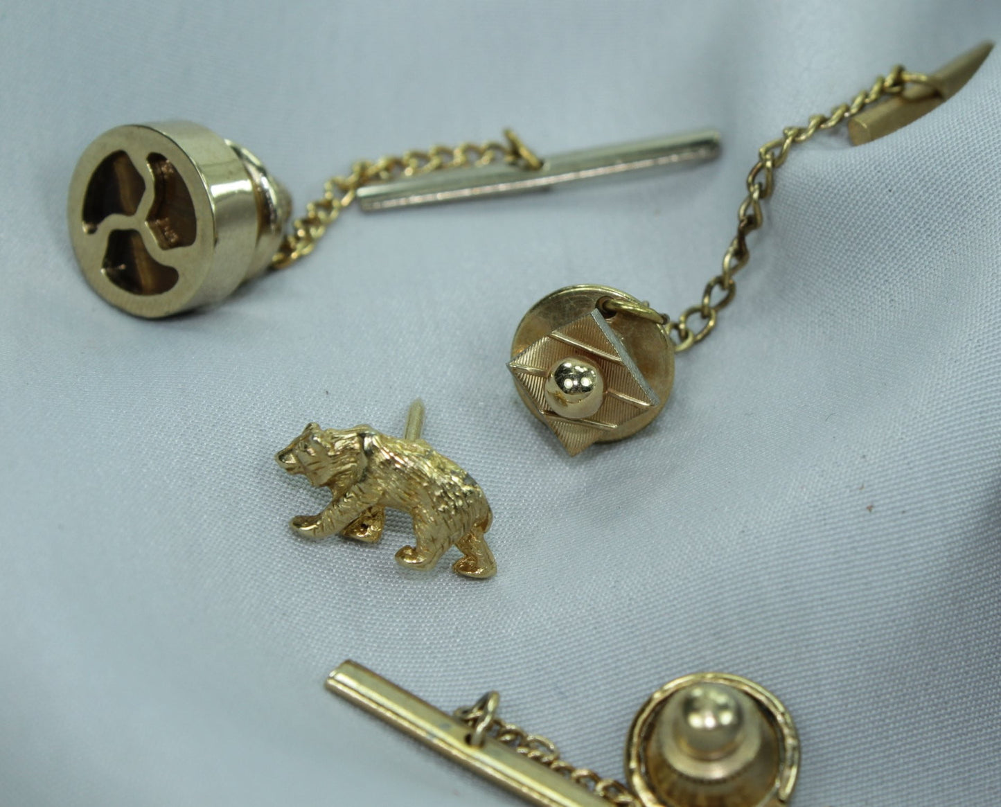 Vintage Collection 6 Tie Pins Smoky Quartz Bear Seal animal