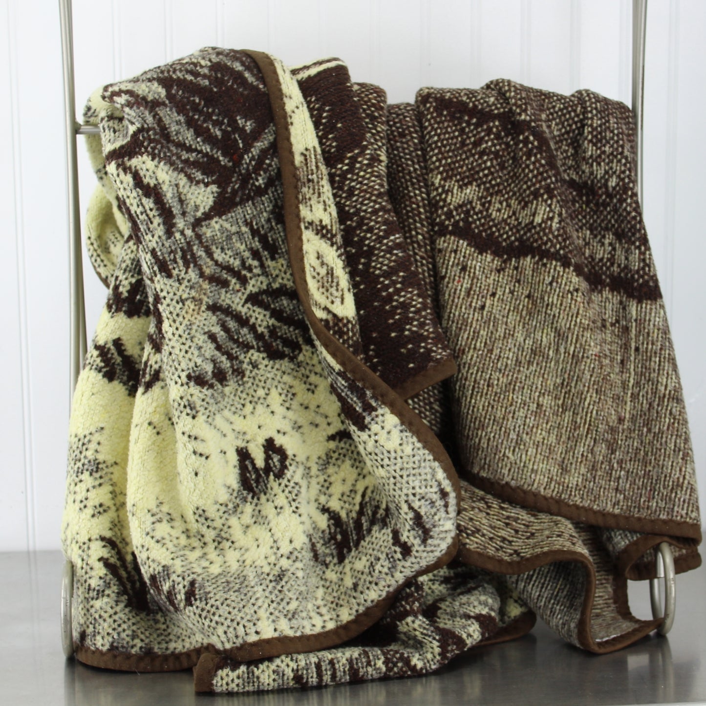 Acrylic Unicorn Throw Blanket Browns Cream Reversible nicely used by owner