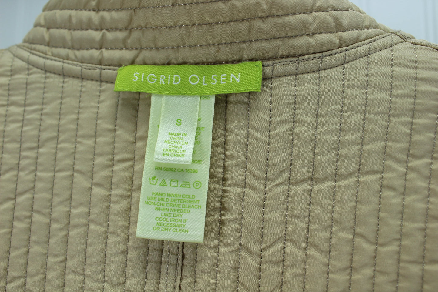 SIGRID OLSEN Reversible Quilted Long Jacket Browns Beige Silk Poly Hand Wash belt inset
