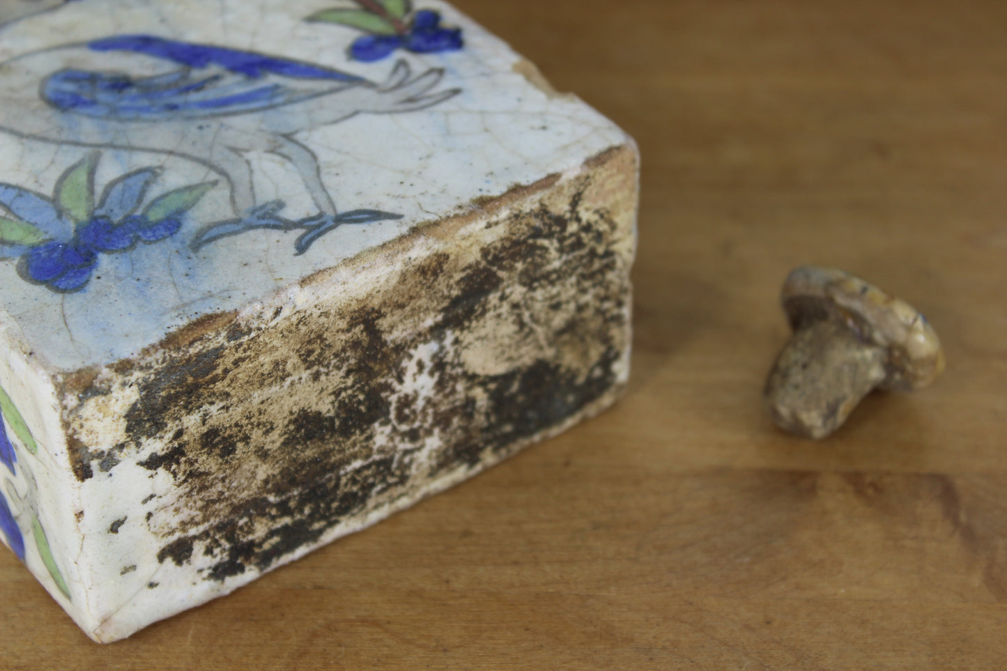 Old Iznik Turkey Bottle Flask with Stopper - Bird Flowers ottoman