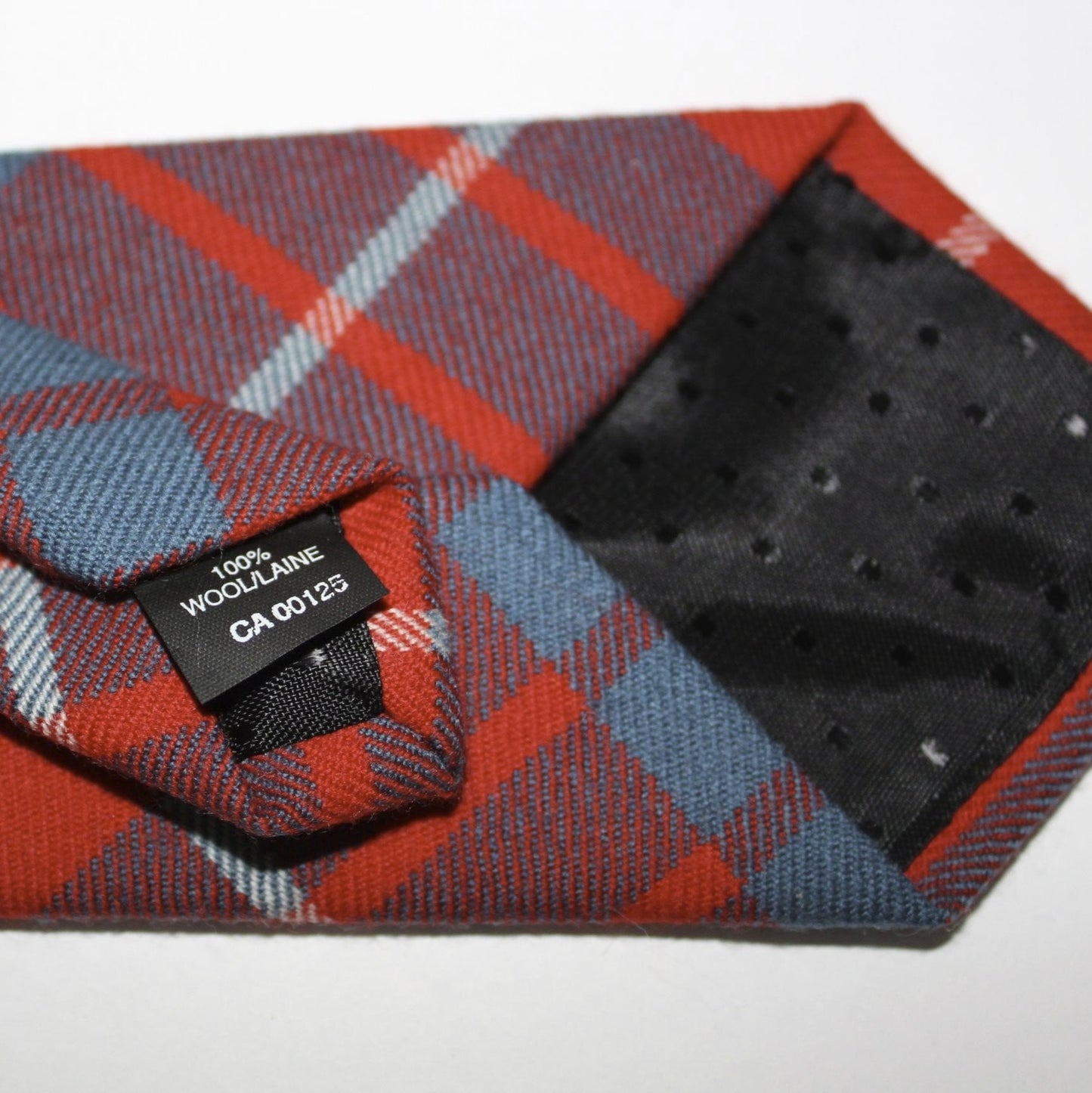 Wool Necktie Red Teal Plaid WB Logo rare color