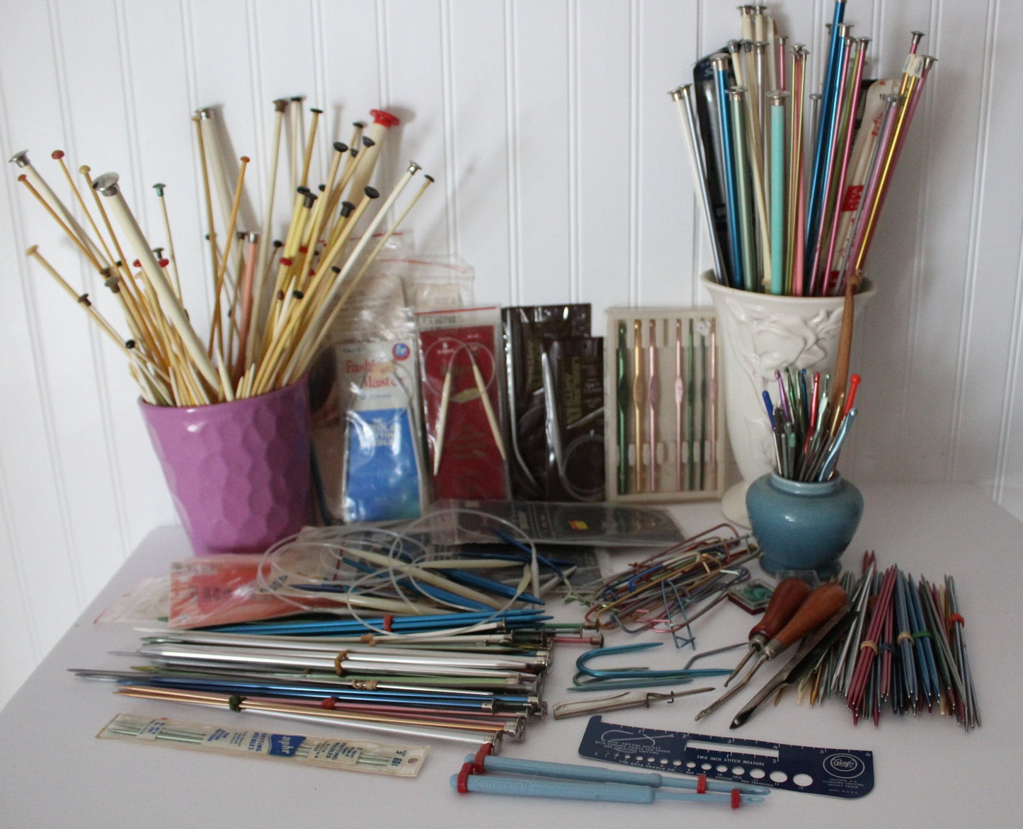 Huge Lot 300+ Pieces Knit Crochet Needles Circular DPNs Misc Tools Estate Collection Vintage