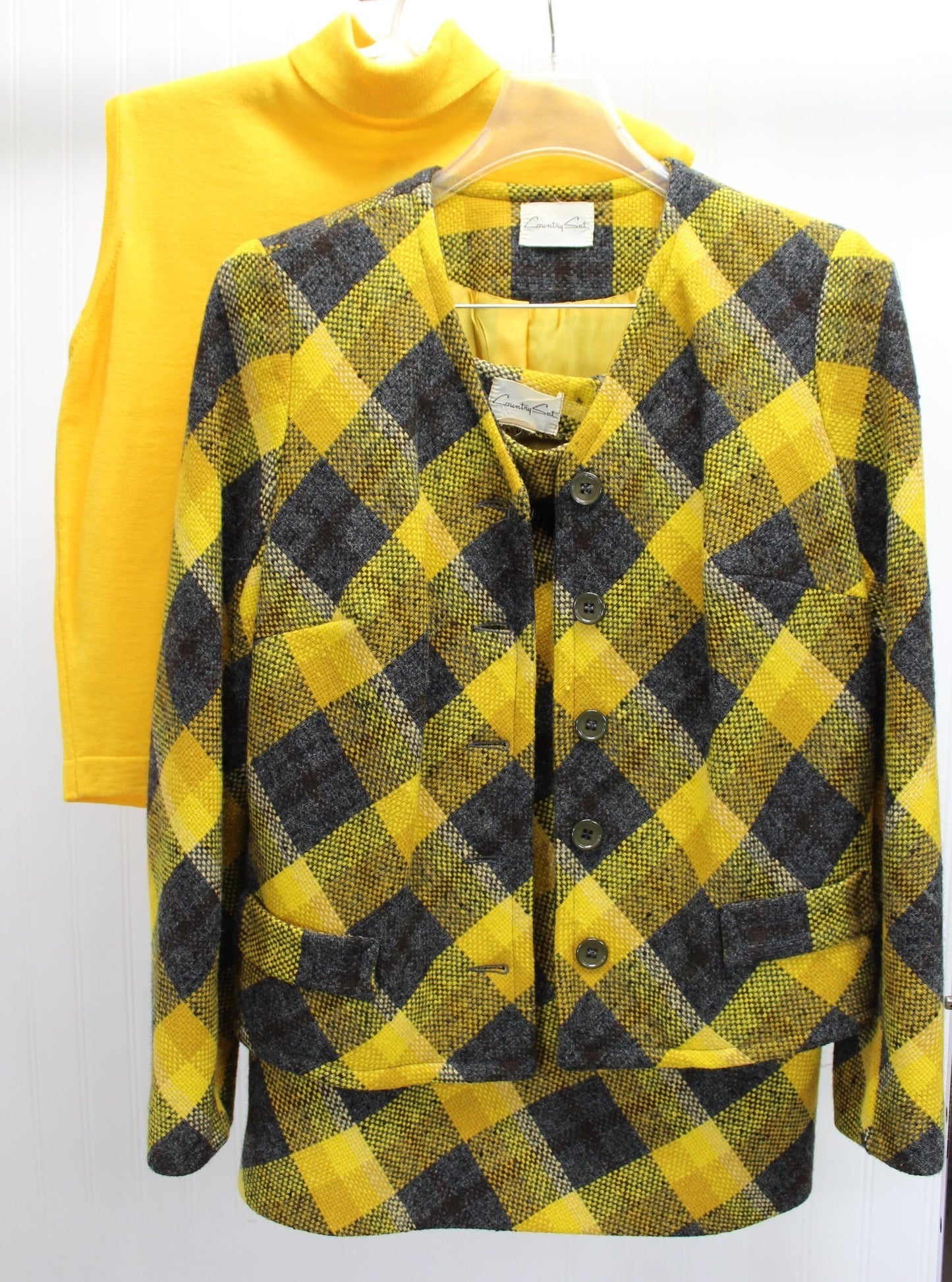 COUNTRY SET Vintage 1980s Evan Picone Fashion Wool Suit Charcoal Gold 3 Piece transition