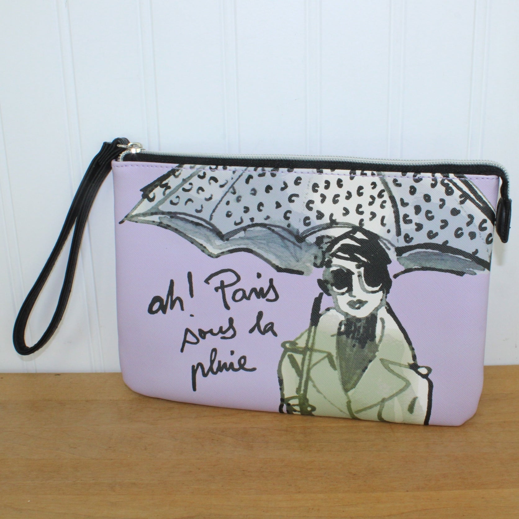 IZAK New York Wristlet Purse Paris in Rain - Lavender Black