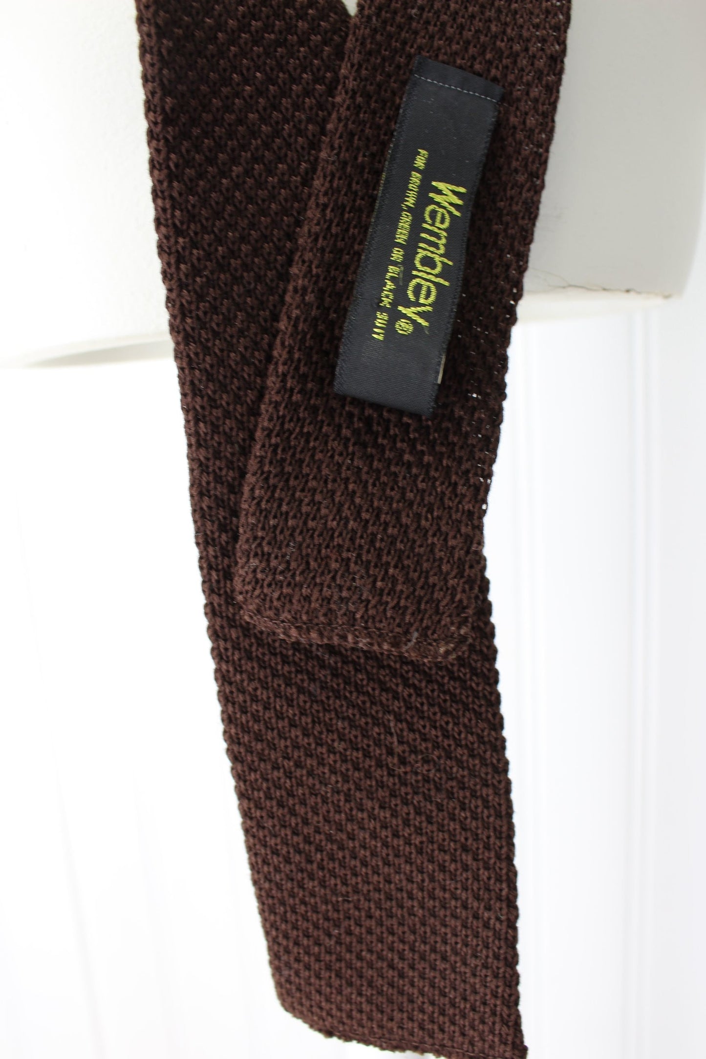 Wembley Woven Necktie - Skinny 2" Dark Brown - Vitage Mid Century original maker tag