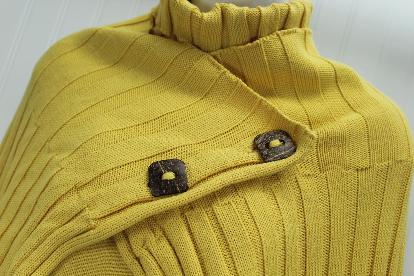 BELAMIE Turtleneck Matching Shawl Yellow Wool Acrylic Fashion